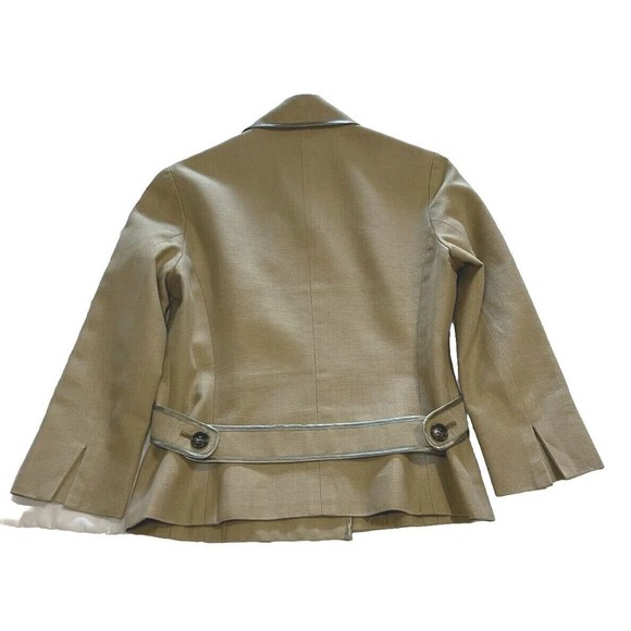 Vintage 90s ICB Womens Designer Jacket Tan Double Breasted Belted Size 4 Lined - Picture 4 of 11